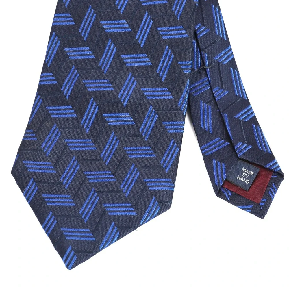Polo‎ Ralph Lauren Necktie Mens Blue Geometric Chevron Silk Classic Business Tie